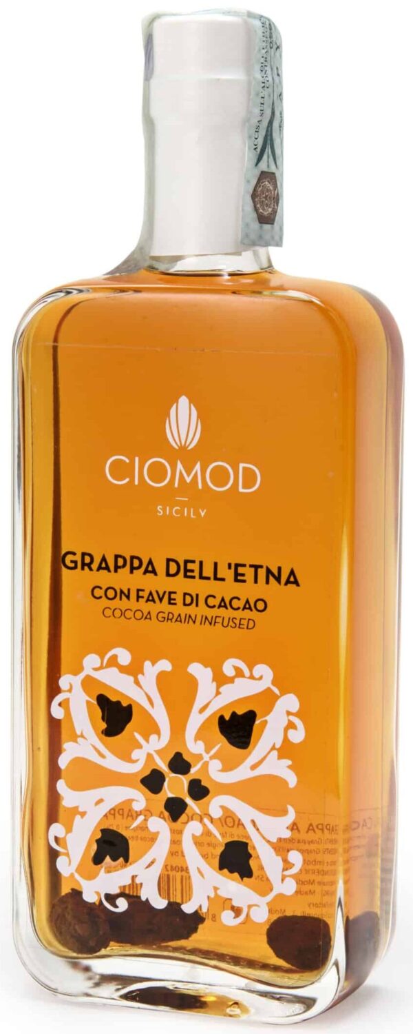 Grappa dell'Etna con Fave di Cacao Ciomod – Eleganza e Carattere in un Sorso Unico 50cl e 10cl